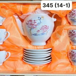 bộ trà 6 ly 6 dĩa hoa sen