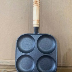 chảo 4 ngăn tròn cán gỗ