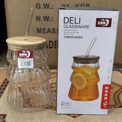 Cốc thủy tinh VÂN MÂY nắp gỗ GPB 756/L1 (520ml)