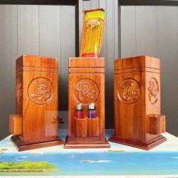 ống đựng nhang gỗ (chữ phúc, lộc, thọ)