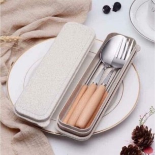 BỘ THÌA MUỖNG ĐŨA INOX CÓ HỘP ĐỰNG LÚA MẠCH