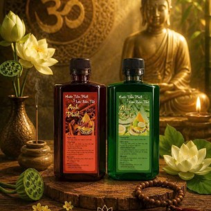 nước tắm phật bàn thờ chai dẹp ( nắp tròn)
