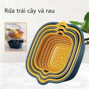 SET 6 THAU RỔ NHỰA XANH VÀNG