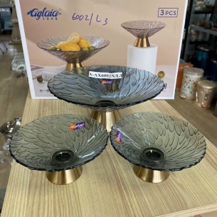 HỘP 3C DĨA THỦY TINH XANH CÓ ĐẾ TRÒN