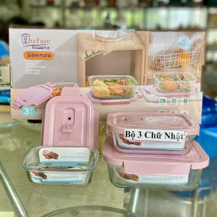 BỘ 3 THỐ THỦY TINH CÓ NẮP 410ML,680ML,1040ML