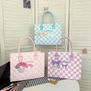 TÚI NỈ KẺ CARO CHARM HOẠT HÌNH