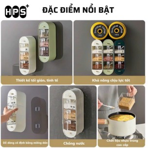 BỘ GIA VỊ DÁN TƯỜNG 3 Ô