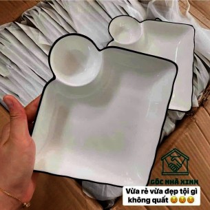 SET 10 CÁI DĨA VUÔNG KÈM BÁT CHẤM