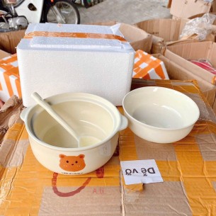 ÂU SỨ KÈM BÁT KÈM MUỖNG BỌC XỐP