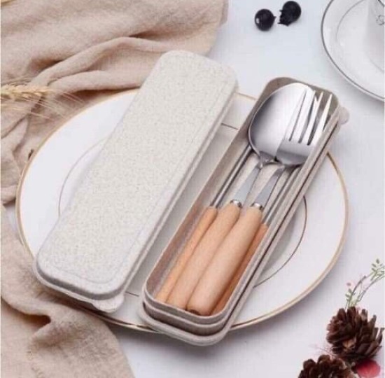 BỘ THÌA MUỖNG ĐŨA INOX CÓ HỘP ĐỰNG LÚA MẠCH
