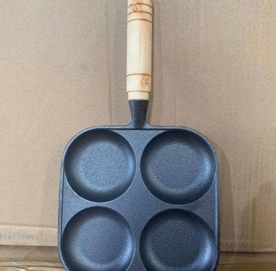 chảo 4 ngăn tròn cán gỗ