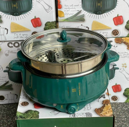 NỒI LẨU ĐIỆN XANH CÓ XỬNG HẤP