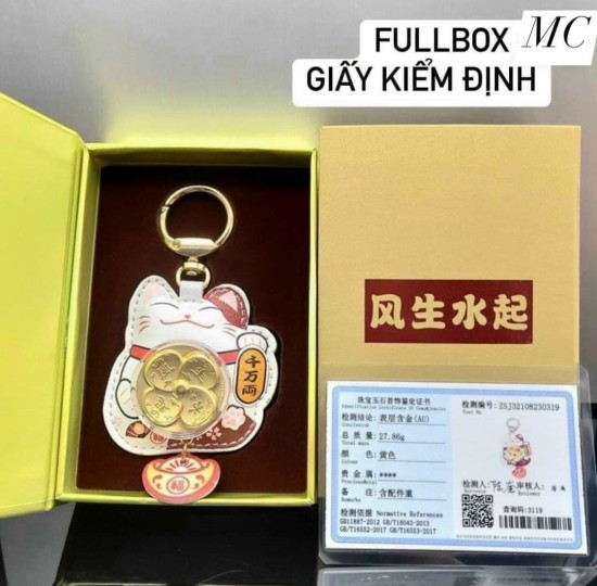 MÓC KHÓA MÈO THẦN TÀI CÓ HỘP