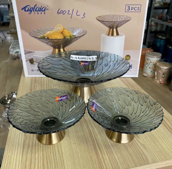 HỘP 3C DĨA THỦY TINH XANH CÓ ĐẾ TRÒN