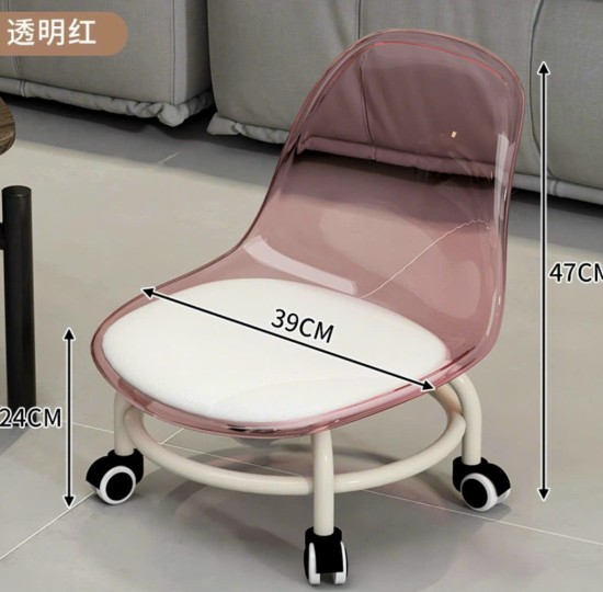 GHẾ ĐÔN LƯNG TRONG SUỐT CÓ BÁNH XE