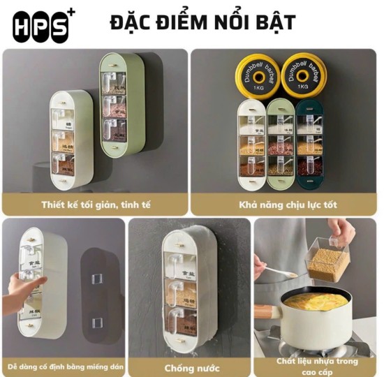 BỘ GIA VỊ DÁN TƯỜNG 3 Ô